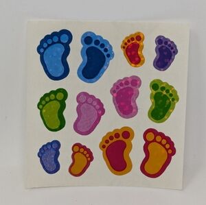 Sandylion Sticker Sheet Feet Footprints Colourful Foil Vintage